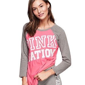VICTORIA’S SECRET PINK: Raglan 3/4 sleeve T-shirt - Size XS (runs big)
